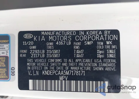 2021 Kia Seltos Lx z USA, uszkodzony, nr VIN KNDEPCAA5M7178171